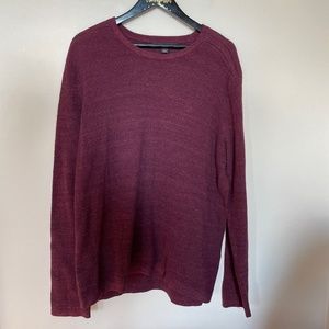 Michael Kors Maroon Crewneck Wool Thermal Weave Cordovan Pullover Sweater